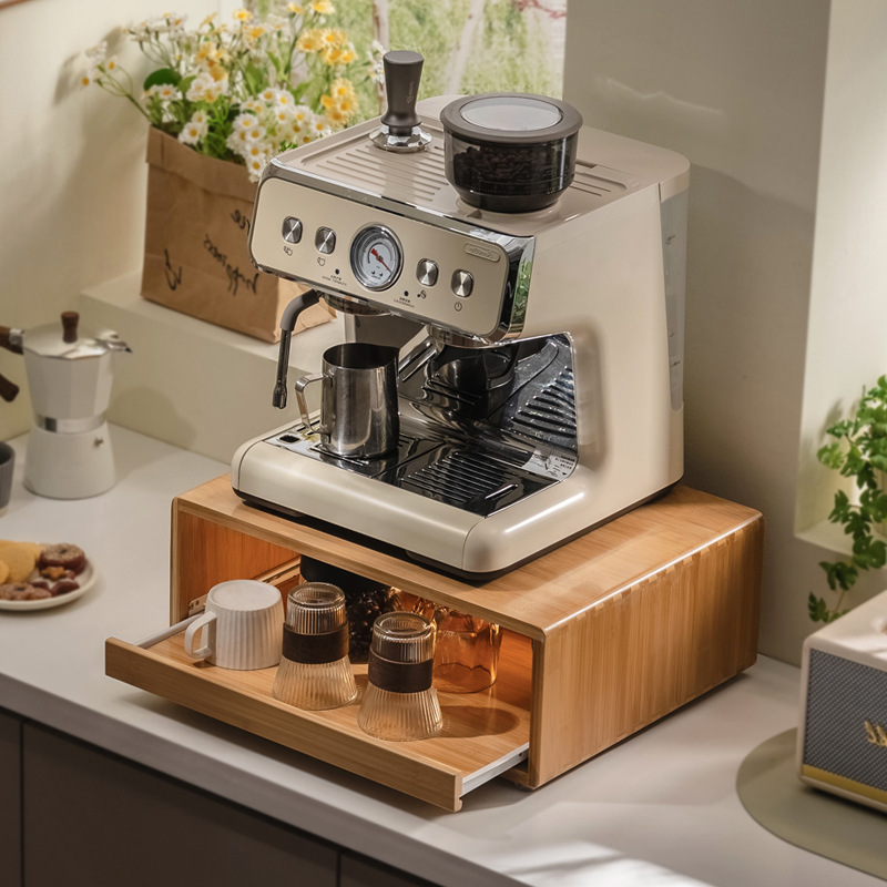 Kitchen Household Coffee Machine Microwave Oven Storage Rack Dining Table Top Pull-out Dust-proof Cup Storage Rack