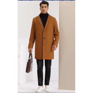 Cross-border New Men's Autumn and Winter New Men's Woolen Coat Style Double-breasted Mid-length Fashionable Coat for Men