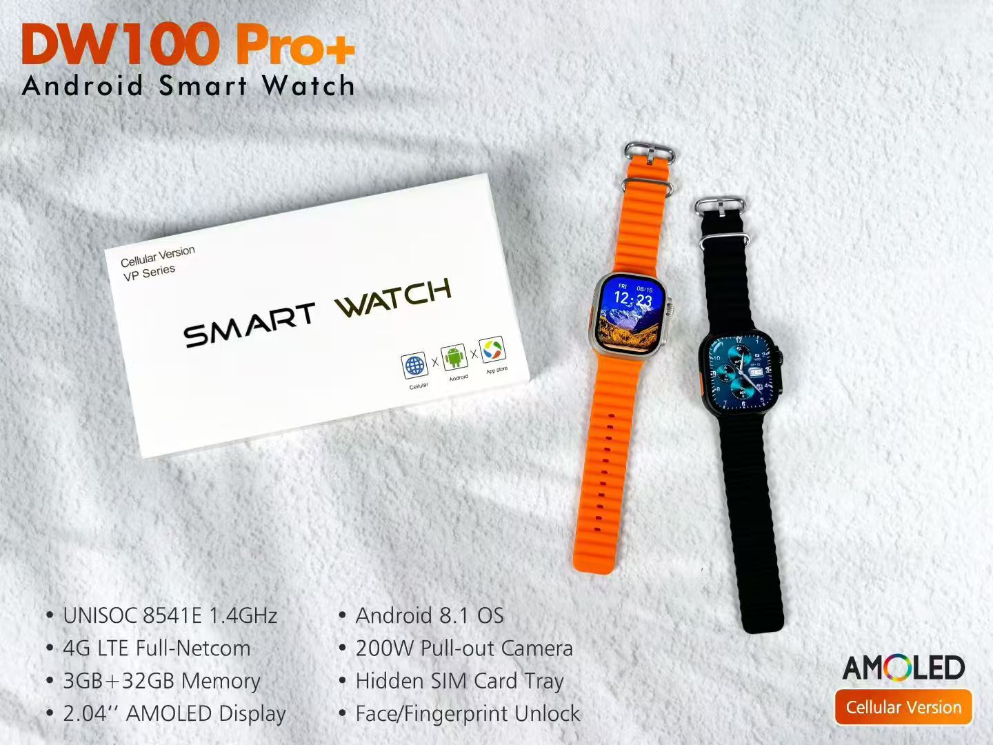 DW100 Pro+スマートウォッチと順成5Gカード対応、全通信網対応、独立アプリダウンロード+メッセージプッシュ、歩数計付き