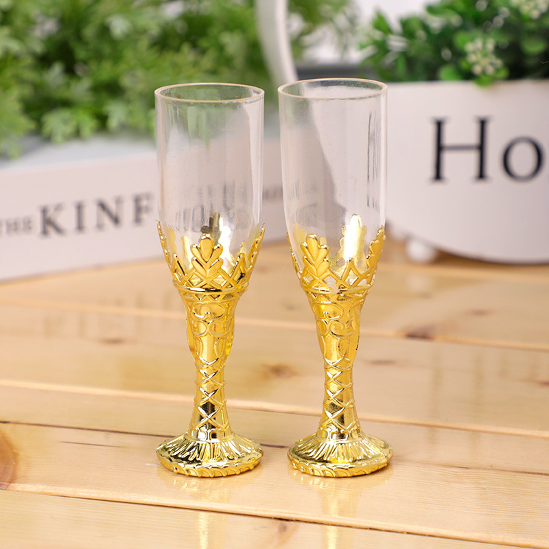 plastic golden creative wineglass