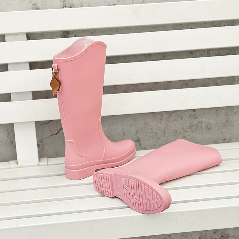 Трансграничная модная непромокаемая обувь, женская верхняя одежда, водонепроницаемая обувь средней длины с хлопковым бархатом, теплые резиновые сапоги от дождя, водонепроницаемая резиновая обувь с высокой трубкой, осень и зима