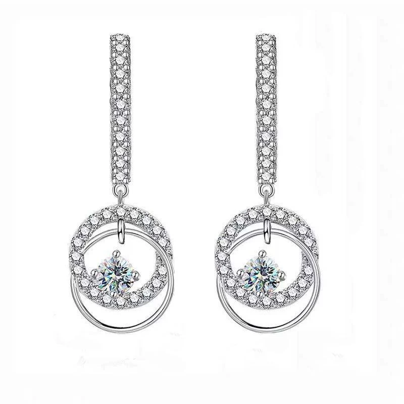 Стерлинговое серебро S925 Mosan Diamond Геометрическая серия Серьги в форме глаз Полный комплект Серьги Южная Корея Темпераментные серьги Advanced Sense