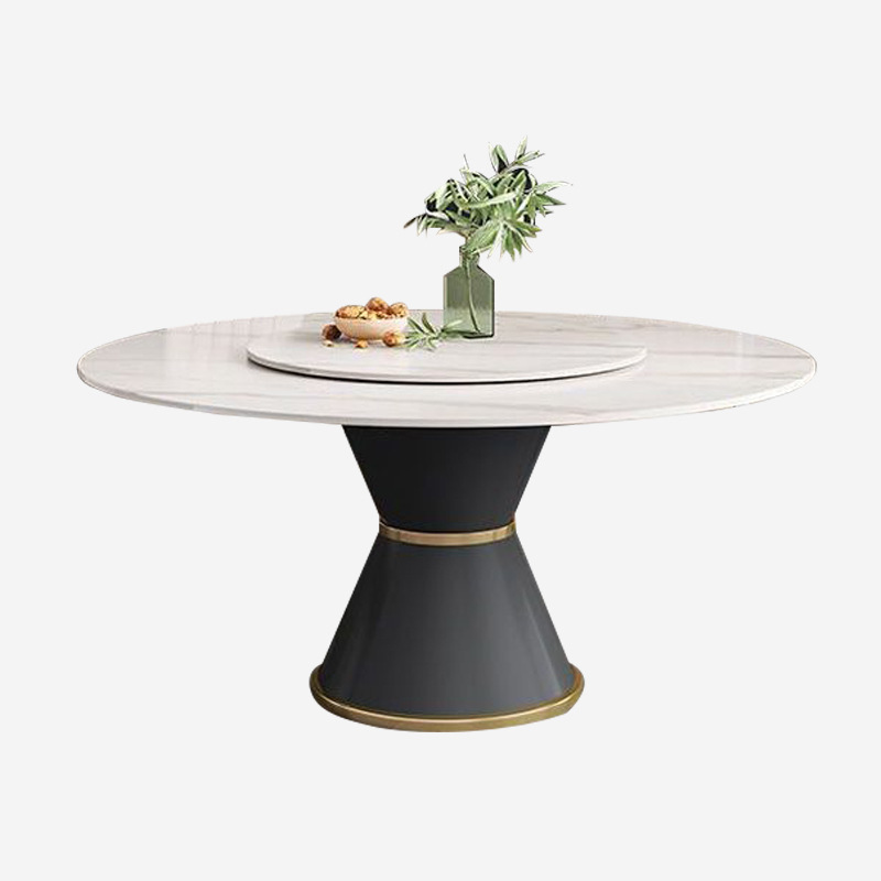 Mesa y silla de comedor de tabla de roca moderna simple combinación de mesa redonda de tabla de roca doméstica pequeña mesa de comedor de tabla de roca plegable