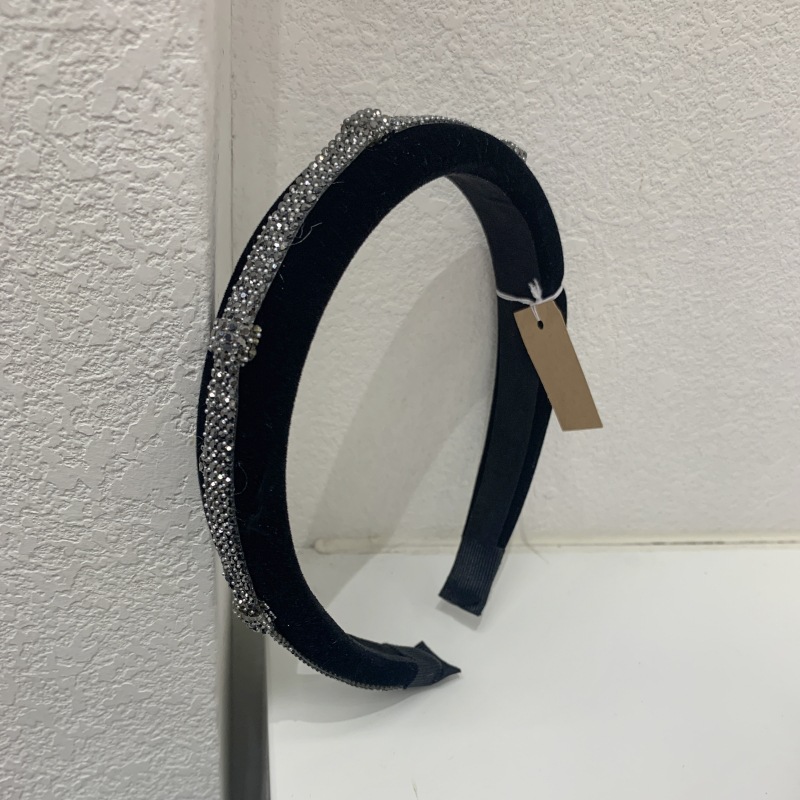 Black temperament small fragrance style rhinestone chain autumn and winter new product bow hoop sweet hair accessory_voghion.com