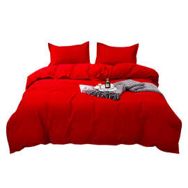 5H6S批发磨毛纯水洗棉被子四件套宿舍床单被套全套红色被罩结婚床