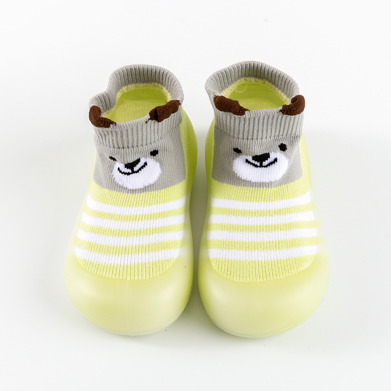 Zapatos para caminar para bebés Little Yellow Duck para niñas, estilo primavera y otoño, zapatos de suela blanda para niños, calcetines antideslizantes para el suelo, zapatos tipo calcetín, antideslizantes y resistentes al desgaste.