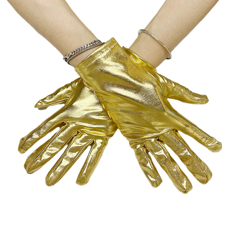Guantes cortos de charol elásticos, guantes punk para actuaciones, guantes de baile estilo Harajuku oscuro, guantes de cosplay