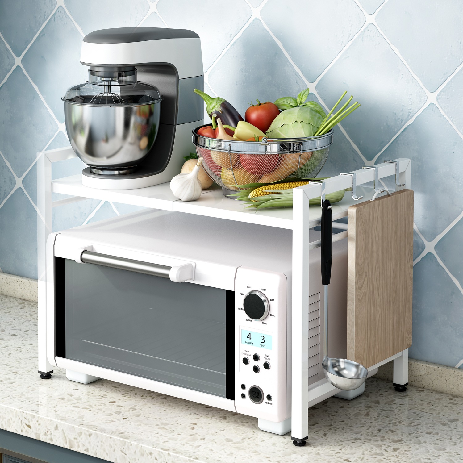 Scalable Kitchen Shelf flavoring Microwave Oven Oven rack to ground double-deck thickening Storage rack