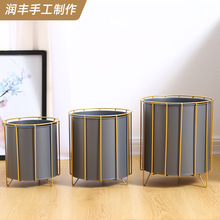 定制简约落地式铁艺花架三件套铁桶室内客厅阳台装饰绿植花盆架