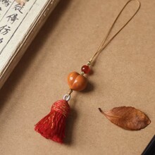厂家直销抖音热卖款黄金屁桃文玩新中式包包挂件钥匙扣手机链批发