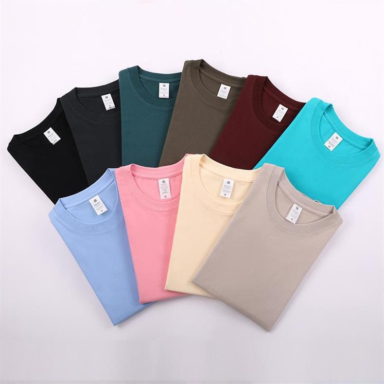 纯棉100短袖T恤正肩男女夏季新款宽松同款纯色圆领百搭上衣_