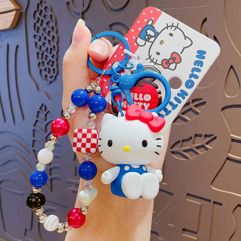 正版三丽鸥格纹草莓系列钥匙扣HelloKitty库洛米玩偶可爱包包挂饰|undefined