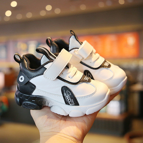 2024 Spring and Autumn Children's Sports Shoes New Boys and Girls White Shoes Soft Sole Baby Shoes Toddler Shoes