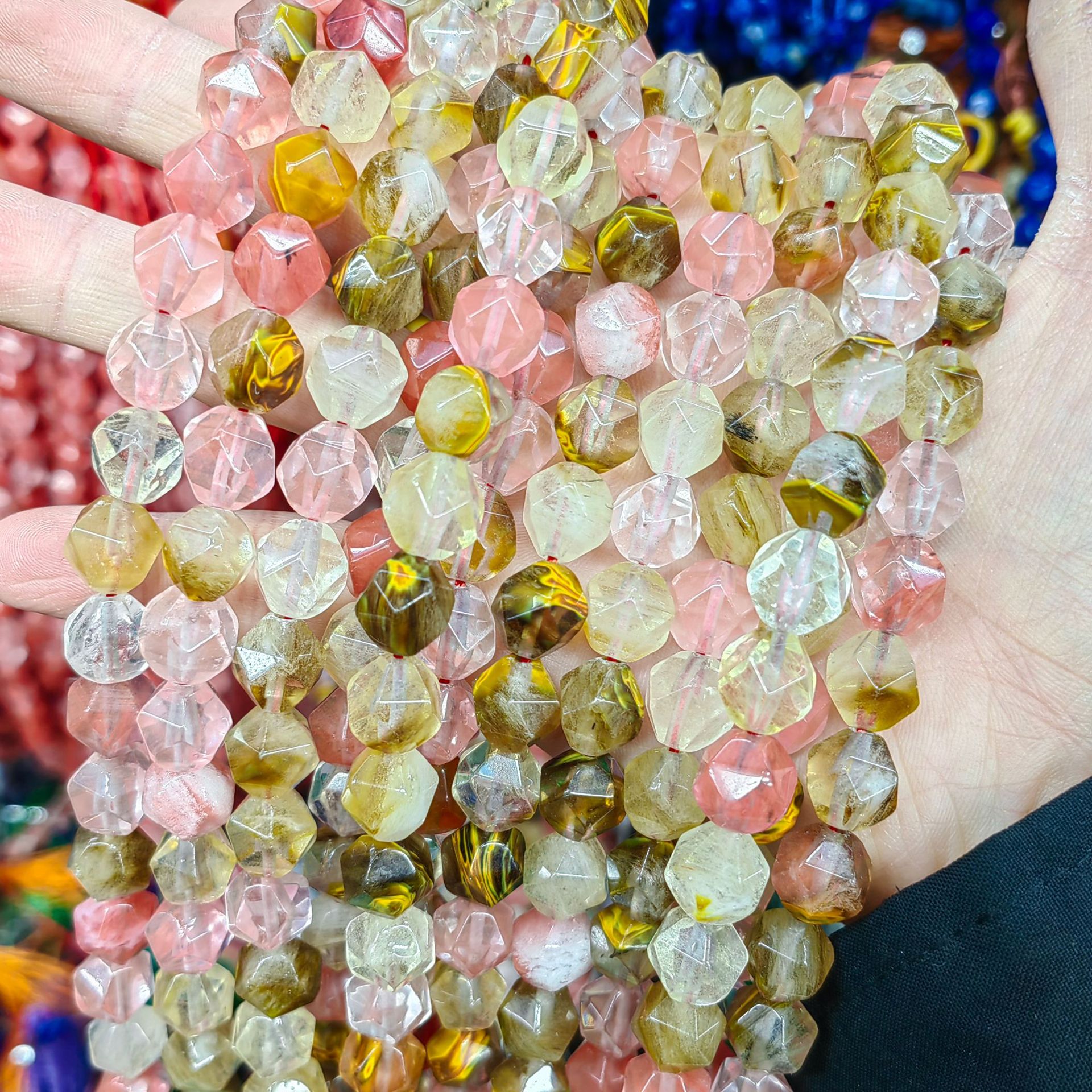 Piedra natural cristal natural 20 cara corte de diamante facetado cuentas a granel semiacabadas joyería DIY accesorios de cuentas