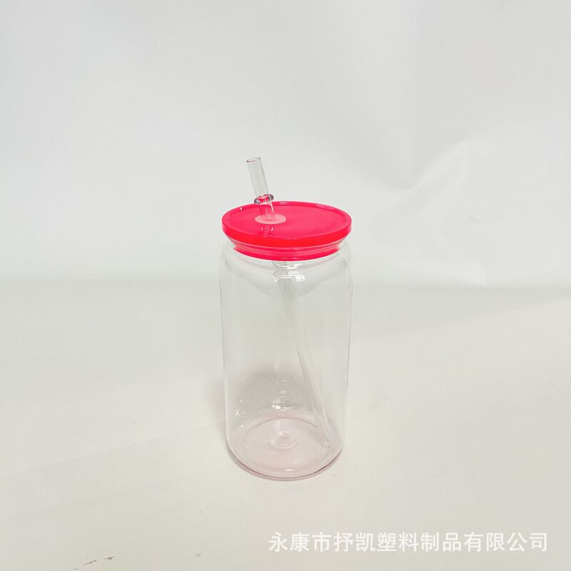 国境を越えて人気のカラーカバーPC素材透明プラスチックカップ16オンスメイソンジャー高見えエコストローカップロゴ入り可能|undefined