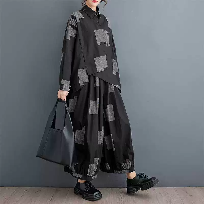 Осенняя фонарик-штаны-набор,Oversize