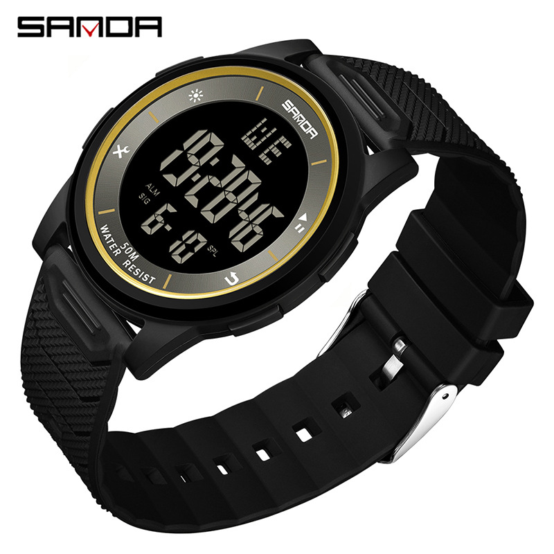 SANDA SANDA un solo movimiento impermeable nocturna reloj electrónico de tendencia juvenil reloj de pulsera de moda para hombres y mujeres
