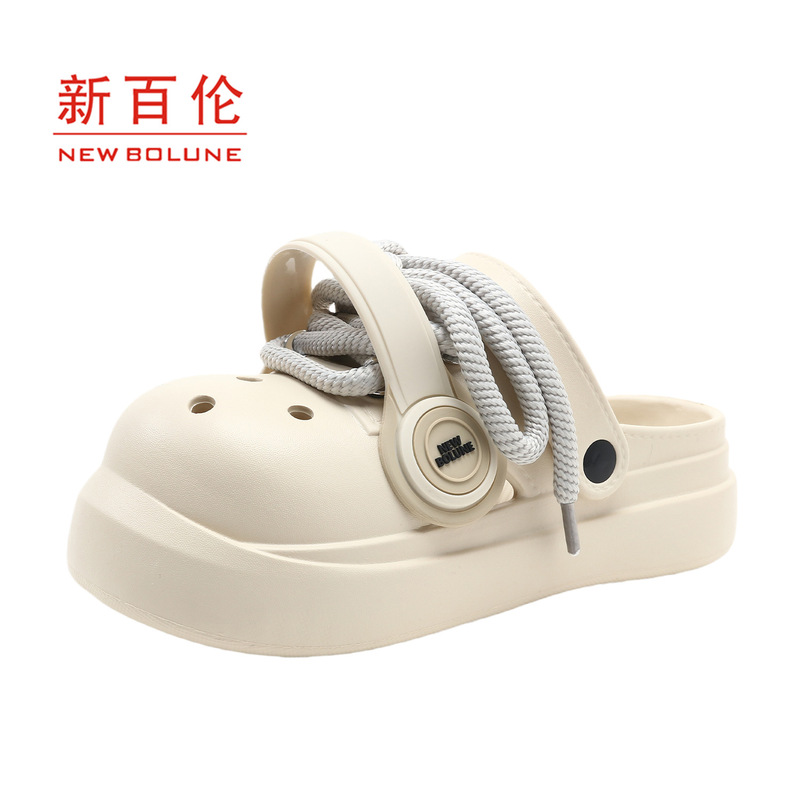 New Balance's New Women's High-Looking Big-Head Super-Soft Thick-Soled Wear-Resistant Height-Increasing Couple's Headphones Clogs Outdoor Trend