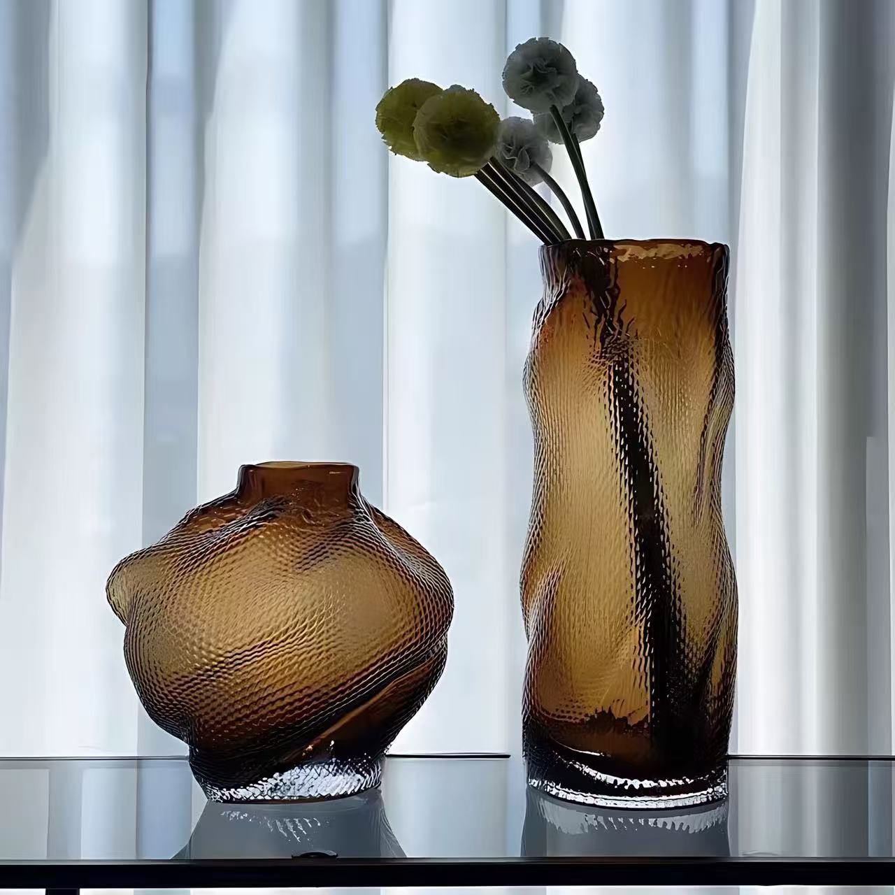 Creativo nuevo dragón escamas de vidrio granular vasos de vidrio mesa de comedor casera color irregular ornamentos ornamentos