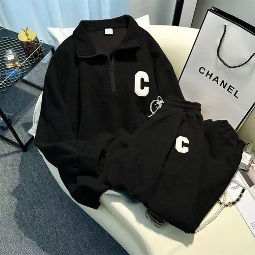 Extra-large 300kg fashionable suit for women's autumn new bf salt letter embroidered sweater, wide-leg pants, two-piece set