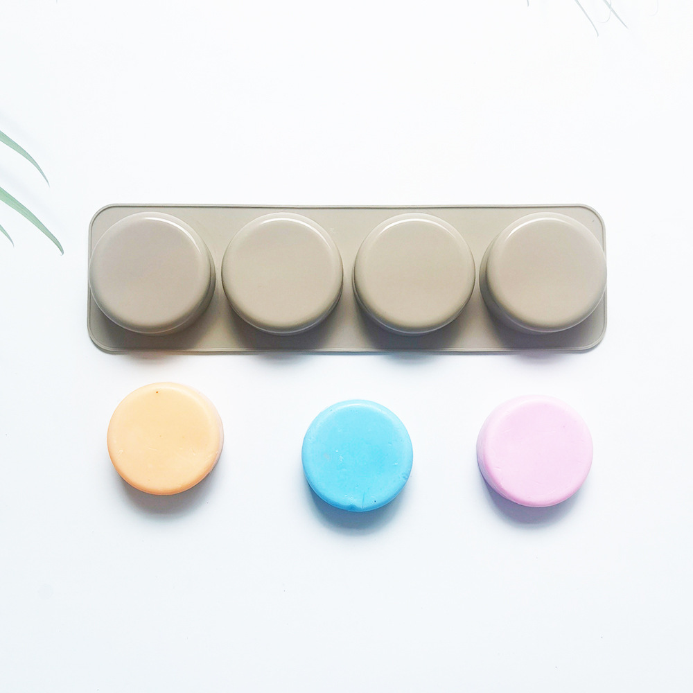 4连肥皂模圆形巧克力模具食品级烘焙用品DIY饼干模蛋糕硅胶模具