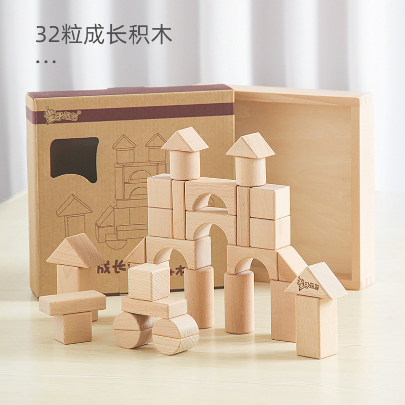 Juguetes de madera Luban espiga y espiga gran granulada bloque de construcción cabaña educación temprana para niños rompecabezas casa pequeña arquitecto