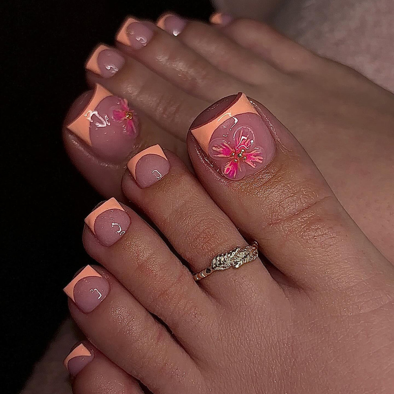 European and American 3D Three-dimensional Flower Toenail Wearing Small Fresh French Handmade Toenail Pieces Creative Removable Nail Pieces European and American 3D Three-dimensional Flower Toenail Wearing Small Fresh French Handmade Toenail Pieces Creative Removable Nail Pieces