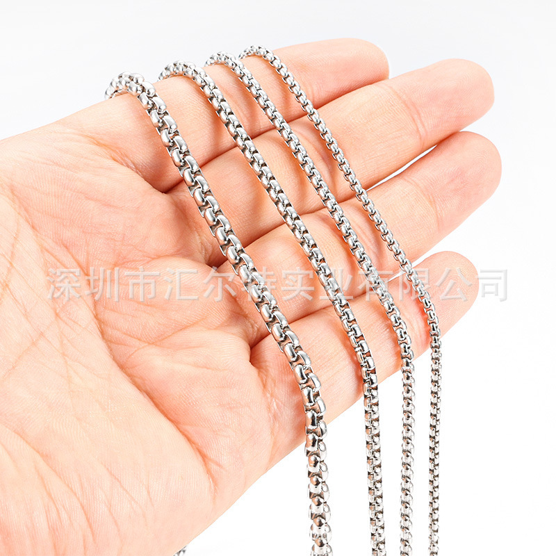 ステンレス角真珠箱チェーン保色真空金男女ネックレスチェーンアクセサリーチェーンdiy大量スポット|undefined