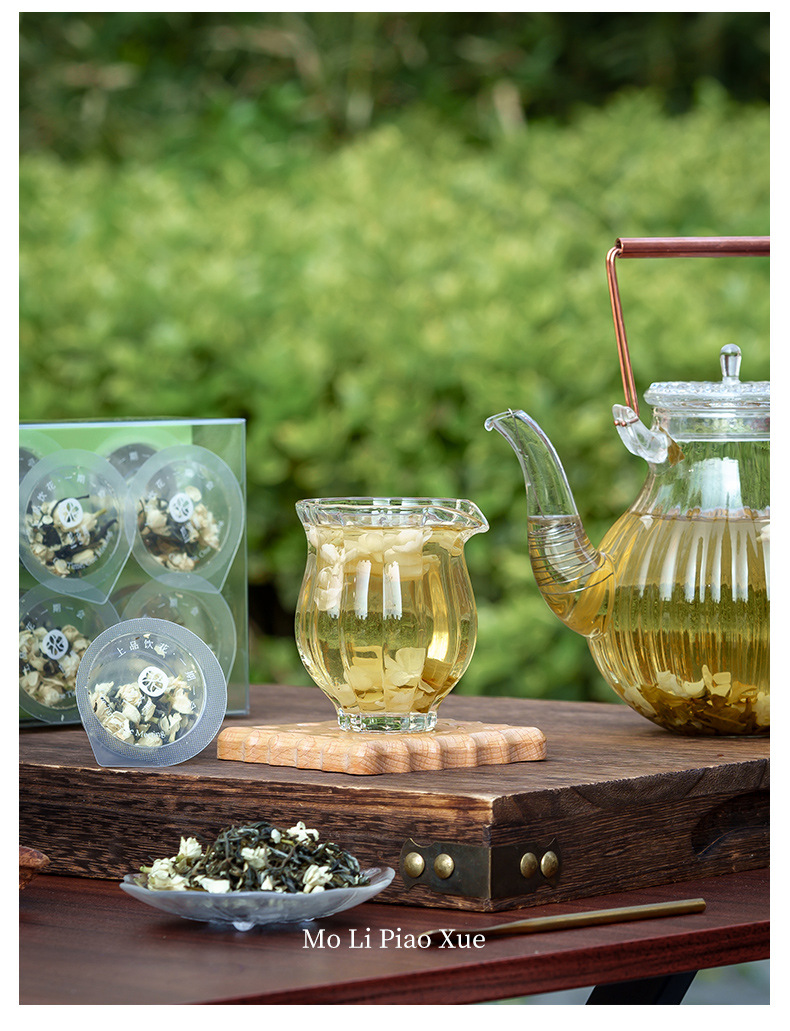 Jasmine Snow Tea 42g Mini Canister Fragrant Green Tea Blend with Adzuki Coix Seed Lotus Seed Poria specifications