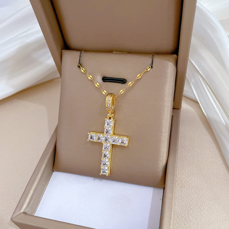 Collana statement di lusso con zirconi per donna in acciaio_voghion.com