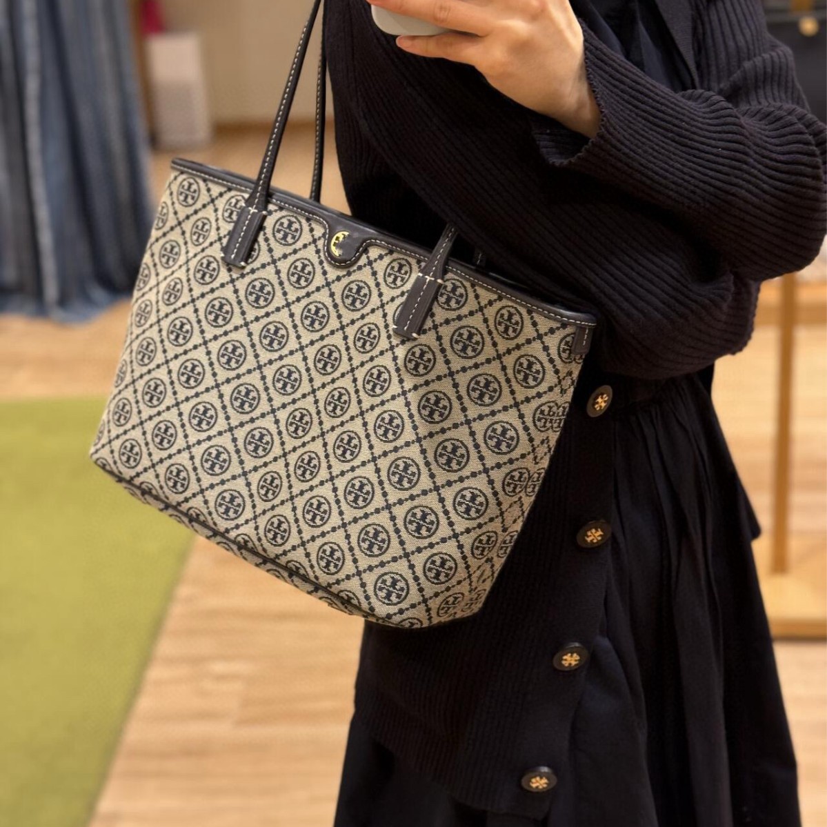 TB Monogram Jacquard Tote Bag Mother Bag Shopping Bag Commuter Women's Bag Large Capacity Shoulder Bag