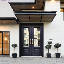 批发铸铝别墅大门双开门子母入户门农村自建房大门进户门玻璃对开