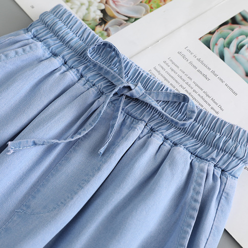 Girls' Spring and Autumn Wide Leg Jeans Long Pants Tencel Sports Pants  Summer Outfit for Middle and Large Children Loose Casual Pants