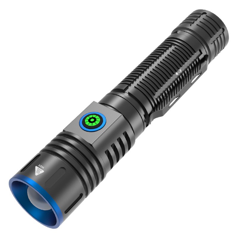 Linterna de luz fuerte de carga súper brillante pequeño mini portátil hogar tiro largo 21700 láser blanco multifuncional al aire libre