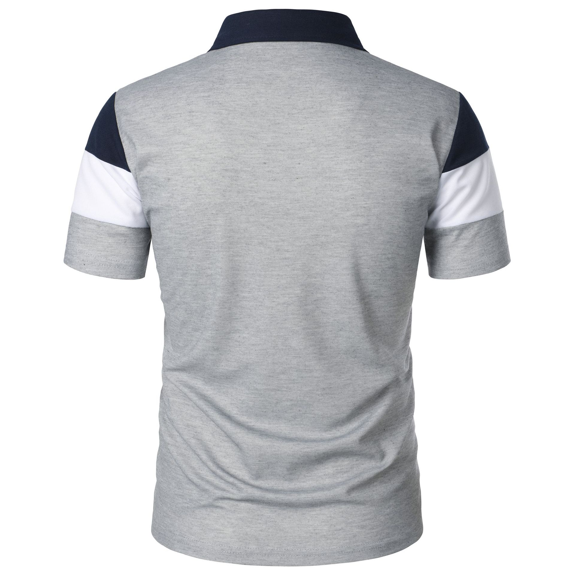 Men's Color Block Casual Turndown Short Sleeve Loose Men's T-shirt display picture 12