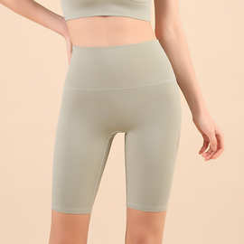 裸感瑜伽短裤速干运动健身骑行外穿女短裤高腰提臀紧身五分瑜伽裤