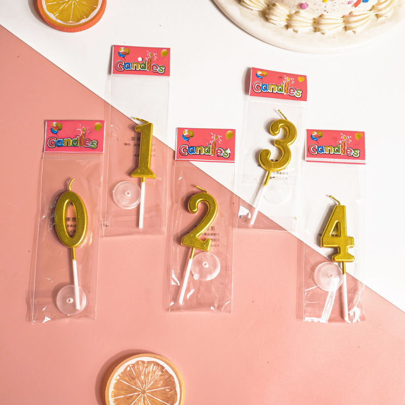 金色数字袋装蜡烛过生日蛋糕装饰周岁蜡烛派对儿童甜品台装扮插件|undefined