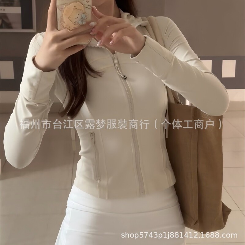 Lulu Original Standard Short Define Stand Collar Jacket New Yoga Fitness Running Jacket Slim Stretch Women