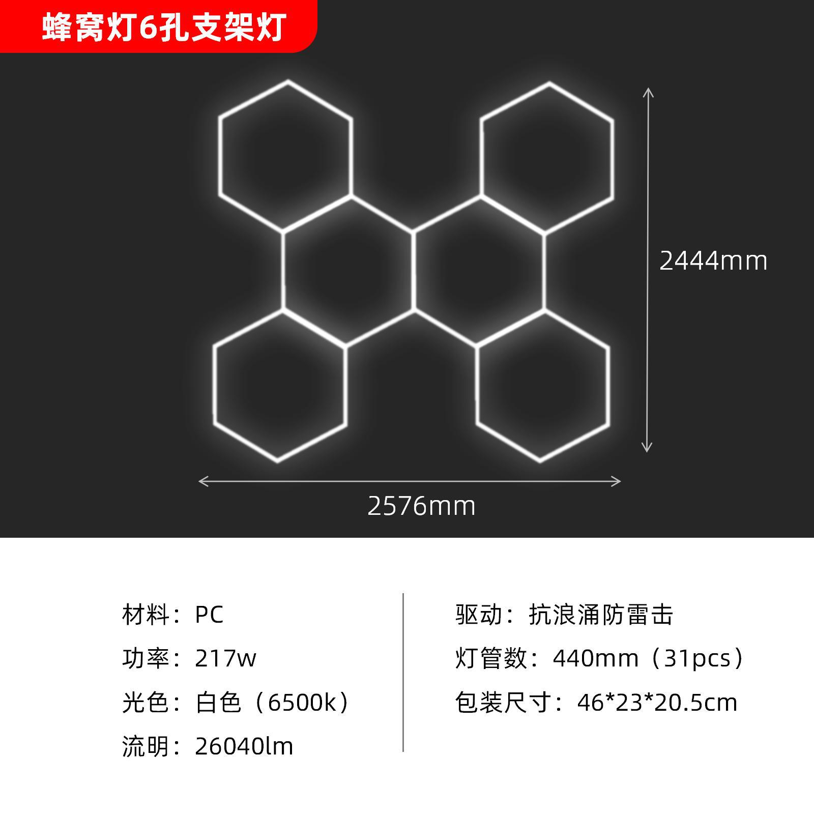 Luz de nido de abeja led gimnasio transfronterizo lámpara de estación de peluquería empalme lámpara hexagonal impermeable al por mayor lámpara de lavado de autos