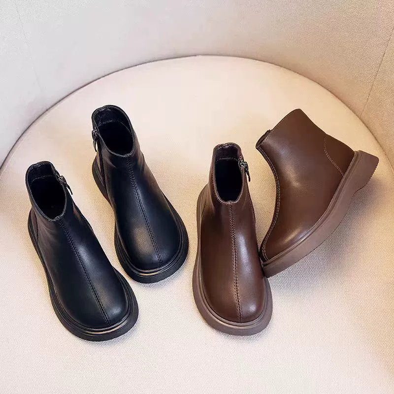 Детские ботинки осень-зима 2025, новая модель, ботинки для мальчиков с мягкой нескользящей водонепроницаемой подошвой, утепленные, короткие ботинки для девочек, модные