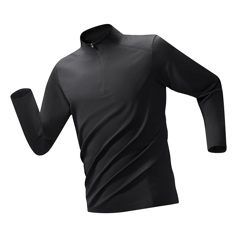 Unisex half-zip stand-up collar long-sleeve outdoor trendy versatile loose quick-dry sports fitness base shirt for men and women