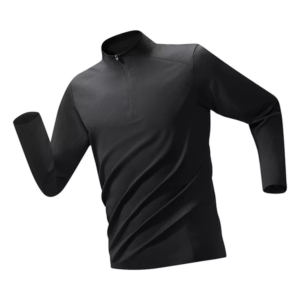 Unisex half-zip stand-up collar long-sleeve outdoor trendy versatile loose quick-dry sports fitness base shirt for men and women