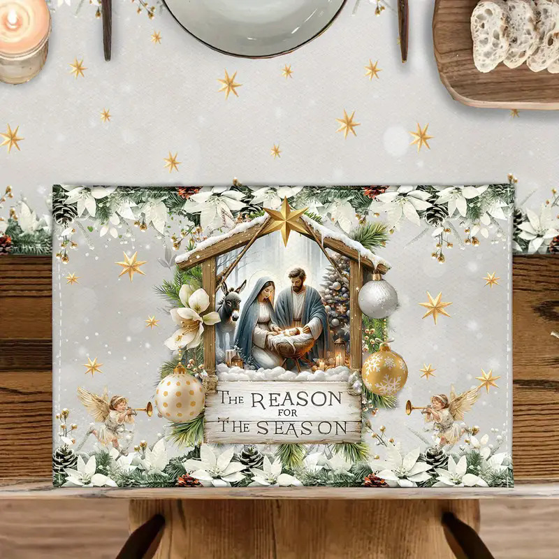 Transfronterizos lino almohadilla de mesa Aliexpress TEMU Amazon almohadilla de mesa cuadrada búfalo rojo almohadilla de Navidad Día de la Independencia