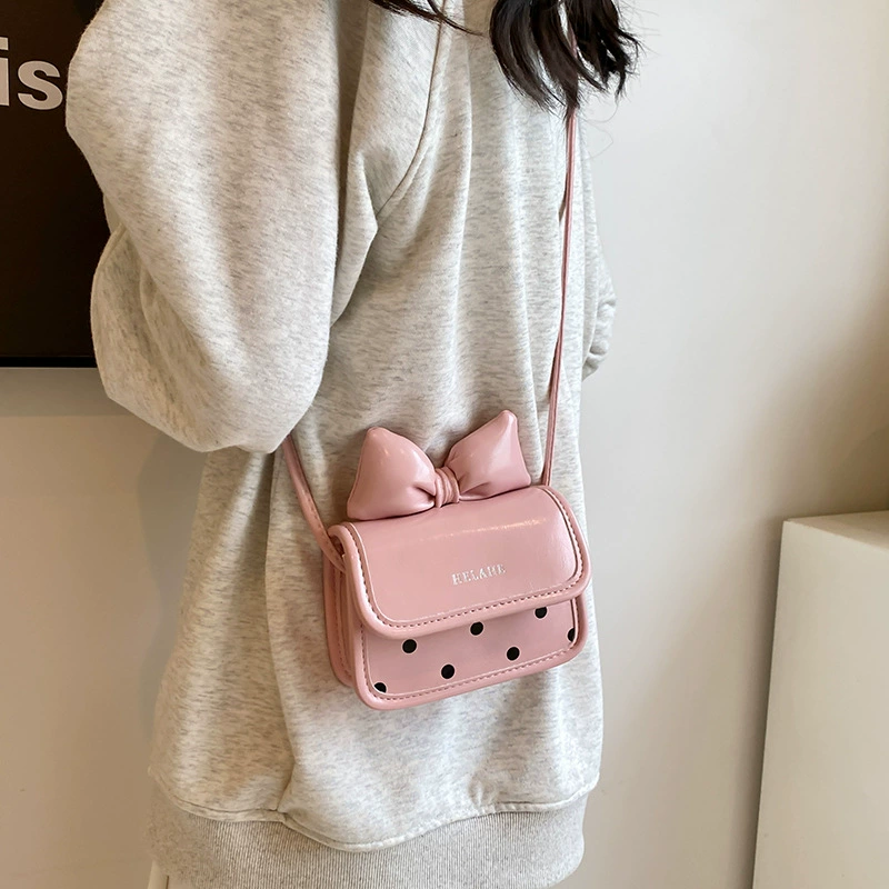 Cute small children's one-shoulder bag for princess with bow, lipstick, Korean style, western style