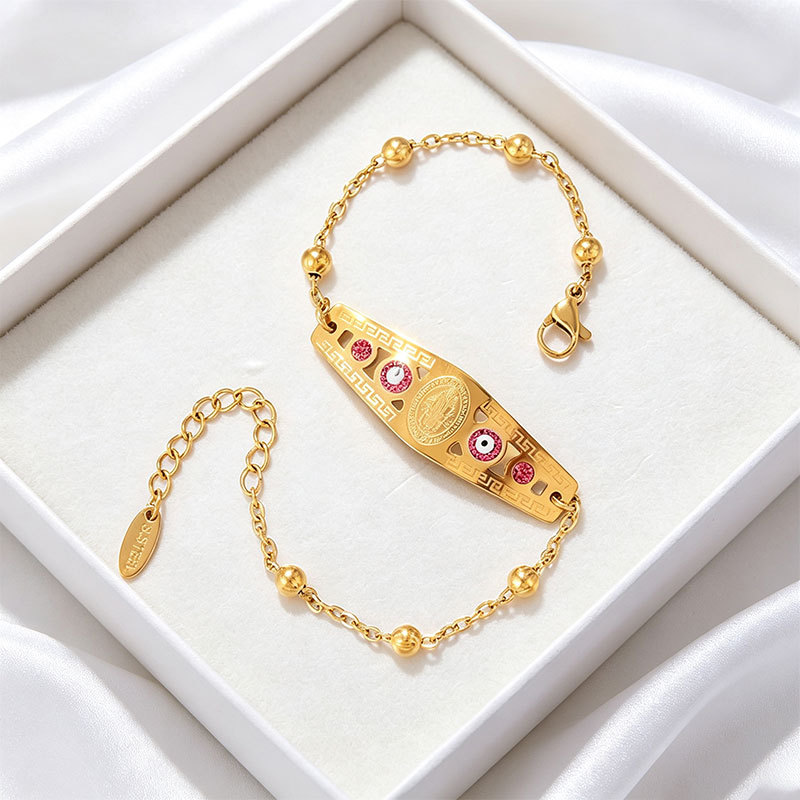 Pulsera de Ojo Turco de Aleación, Galvanizada, Diseño Geométrico, para Mujer