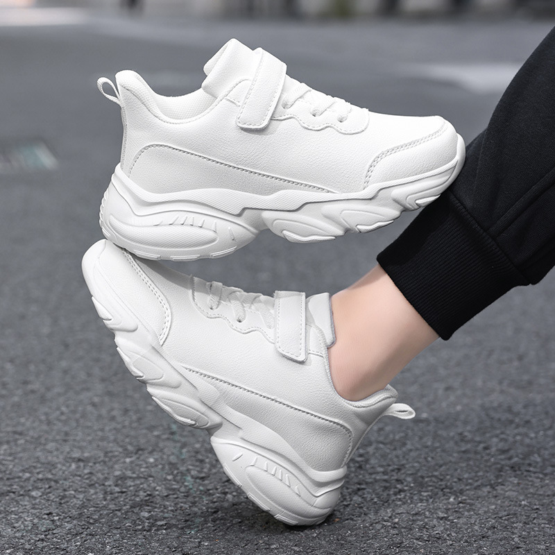 Tenis Blancos Casuales para Niños de Microfibra Impermeables y Ligeros