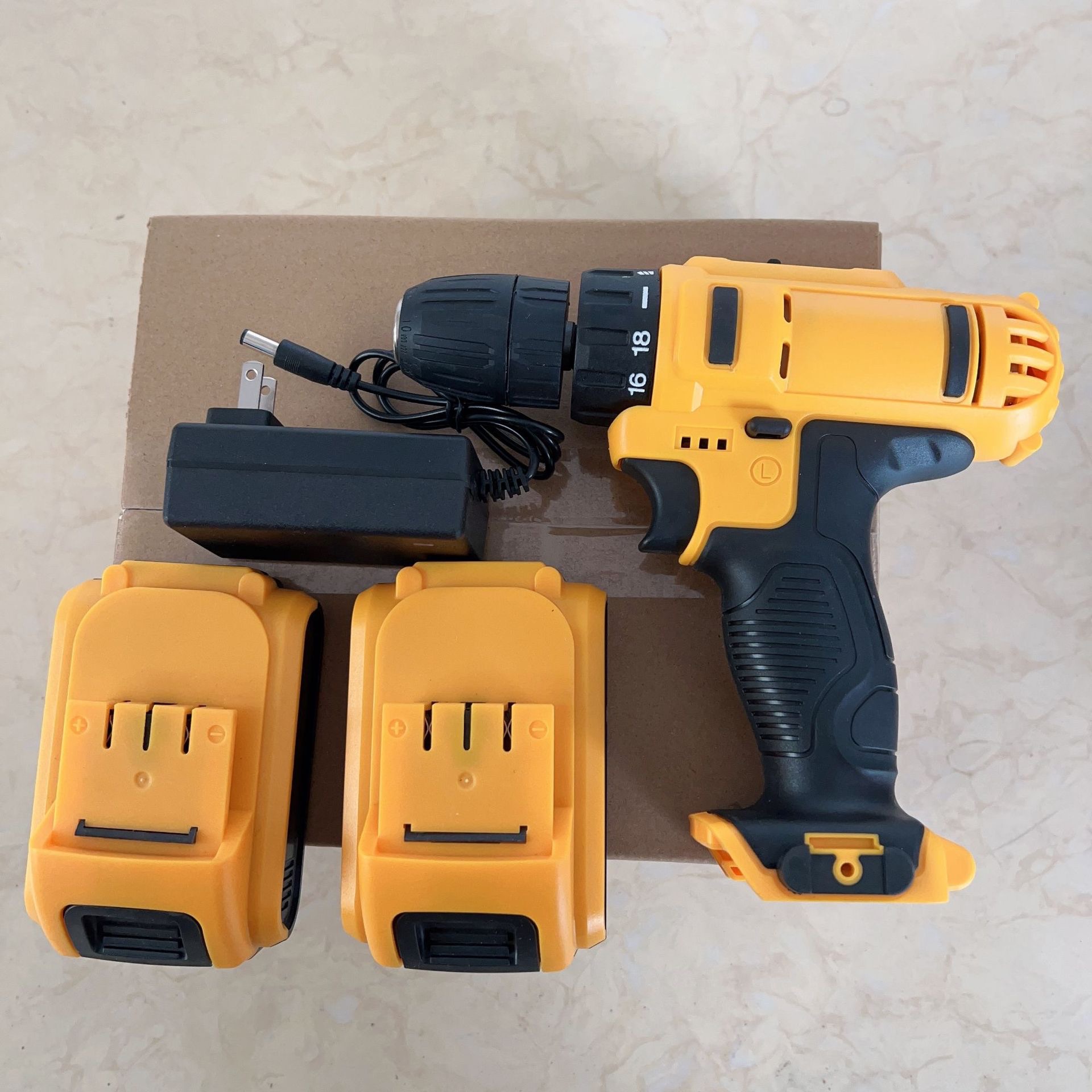 Conjunto de taladro eléctrico de litio multifuncional de 21v transfronterizo, taladro eléctrico recargable de comercio exterior, fábrica de taladro de impacto para el hogar al por mayor