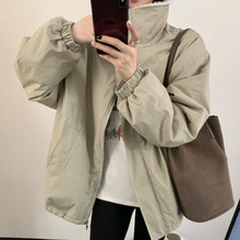 实拍韩国女装高货毛毛内里拼接夹克外套女冬季翻领保暖派克服女