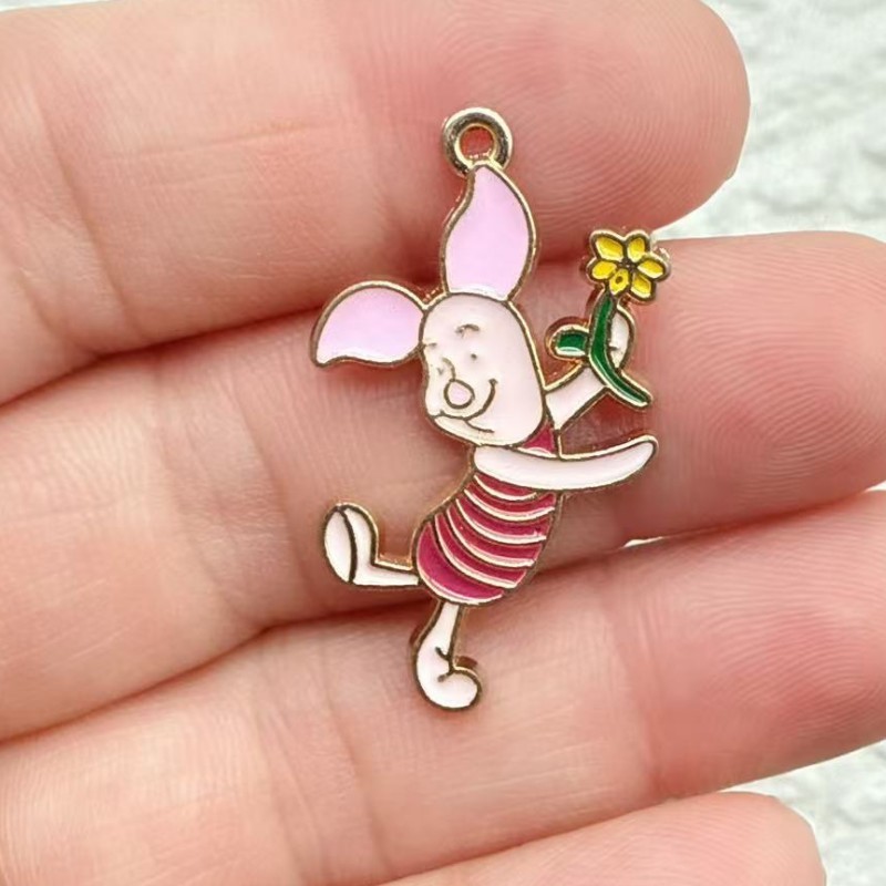 漫画かわいい子豚ビニグマ虎滴油合金DIYイヤリングペンダントネックレスキーホルダーアクセサリーアクセサリー|undefined