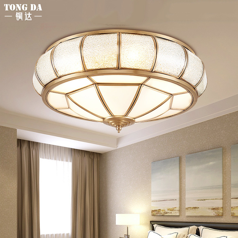 European-style Bedroom Main Ceiling Lamp Villa Entry Door Stairs Copper Ceiling Lamp Small Living Room Dining Room Lamps European-style Bedroom Main Ceiling Lamp Villa Entry Door Stairs Copper Ceiling Lamp Small Living Room Dining Room Lamps